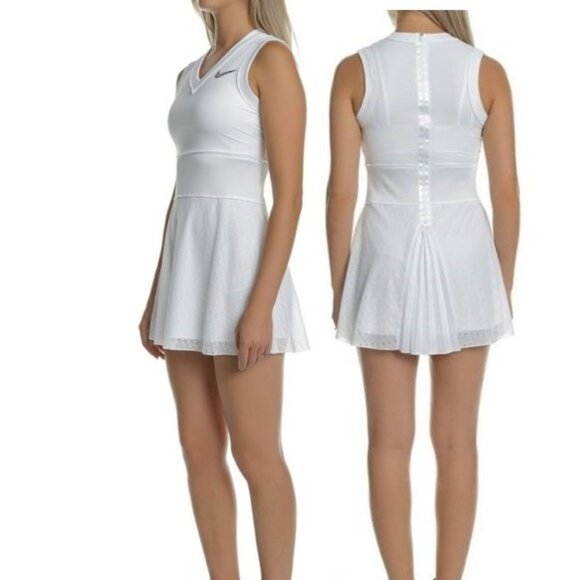 Nwt Nike White Tennis Dress w/ Zipper pleated skirt S Small